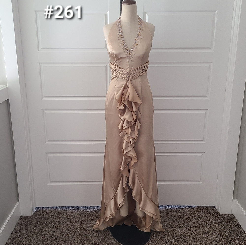 Champagne Halter High-low Formal Dress